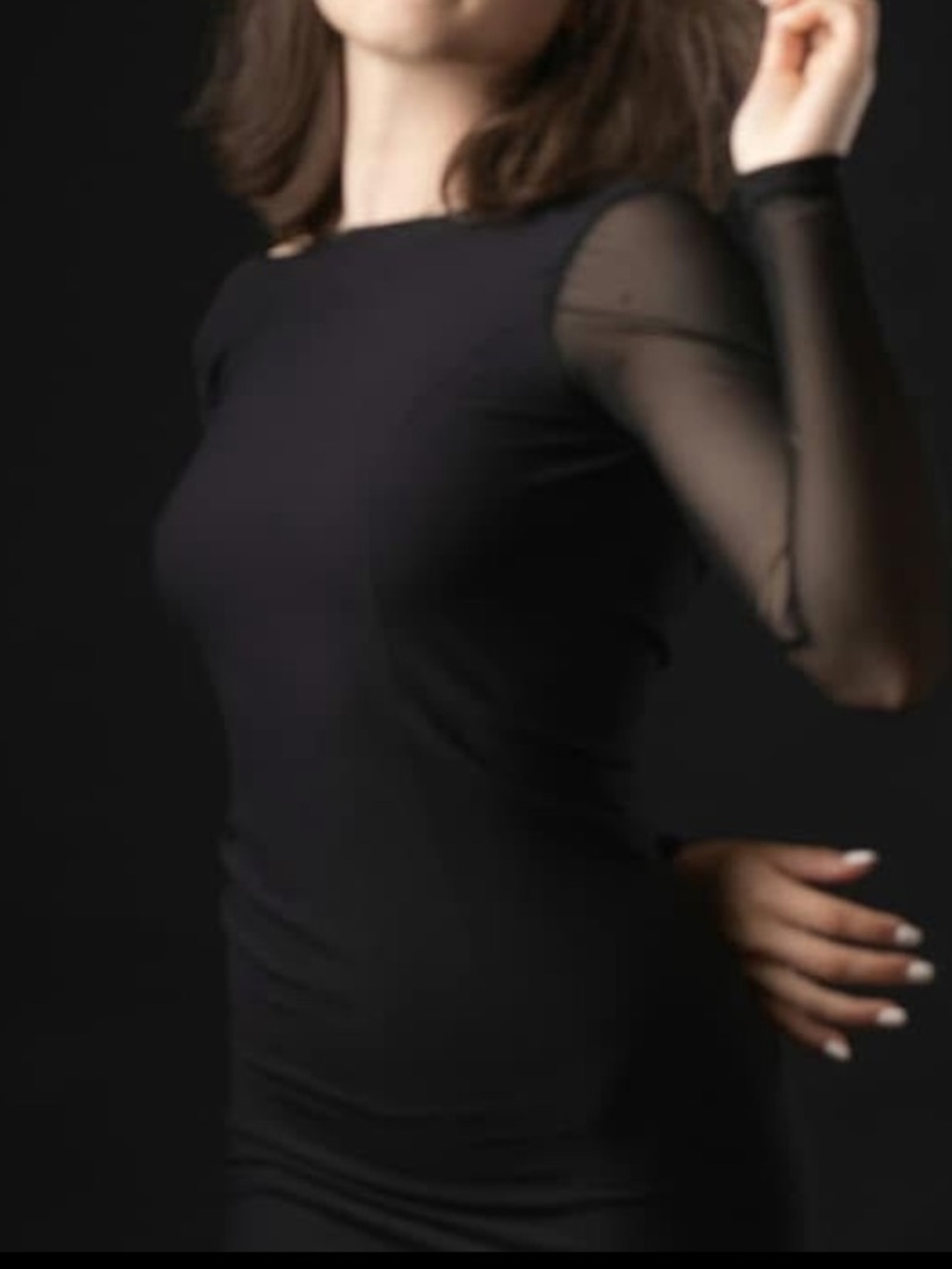 Free People Black Sheer Long-Sleeve mini dress